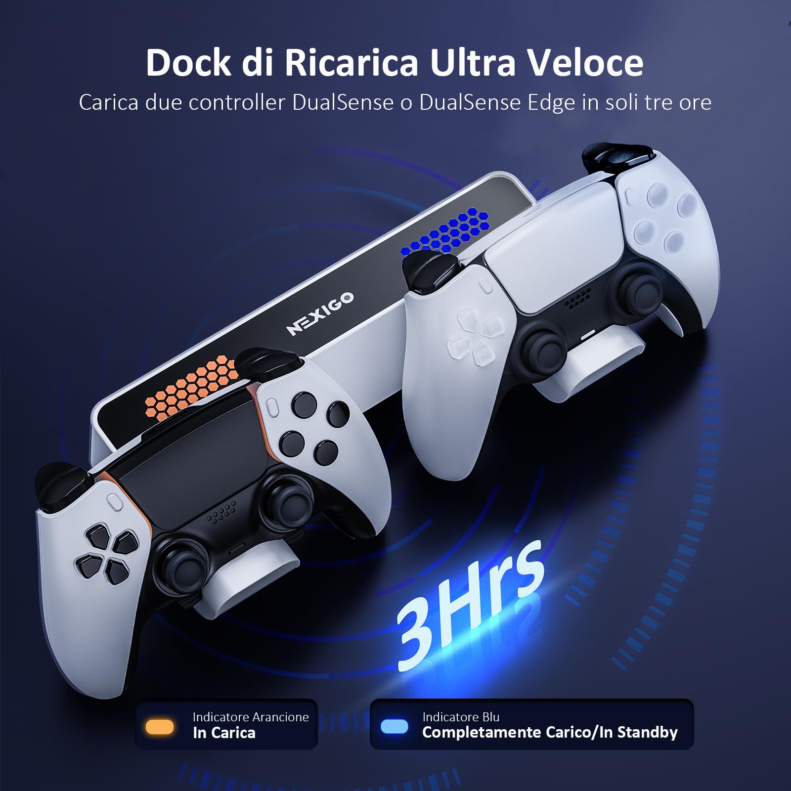 NexiGo Supporto da Parete per PS5 con Stazione di Ricarica per per PS5 (Tutte Le Versioni) e Nuove Console PS5 Slim, Controller Regular e Edge