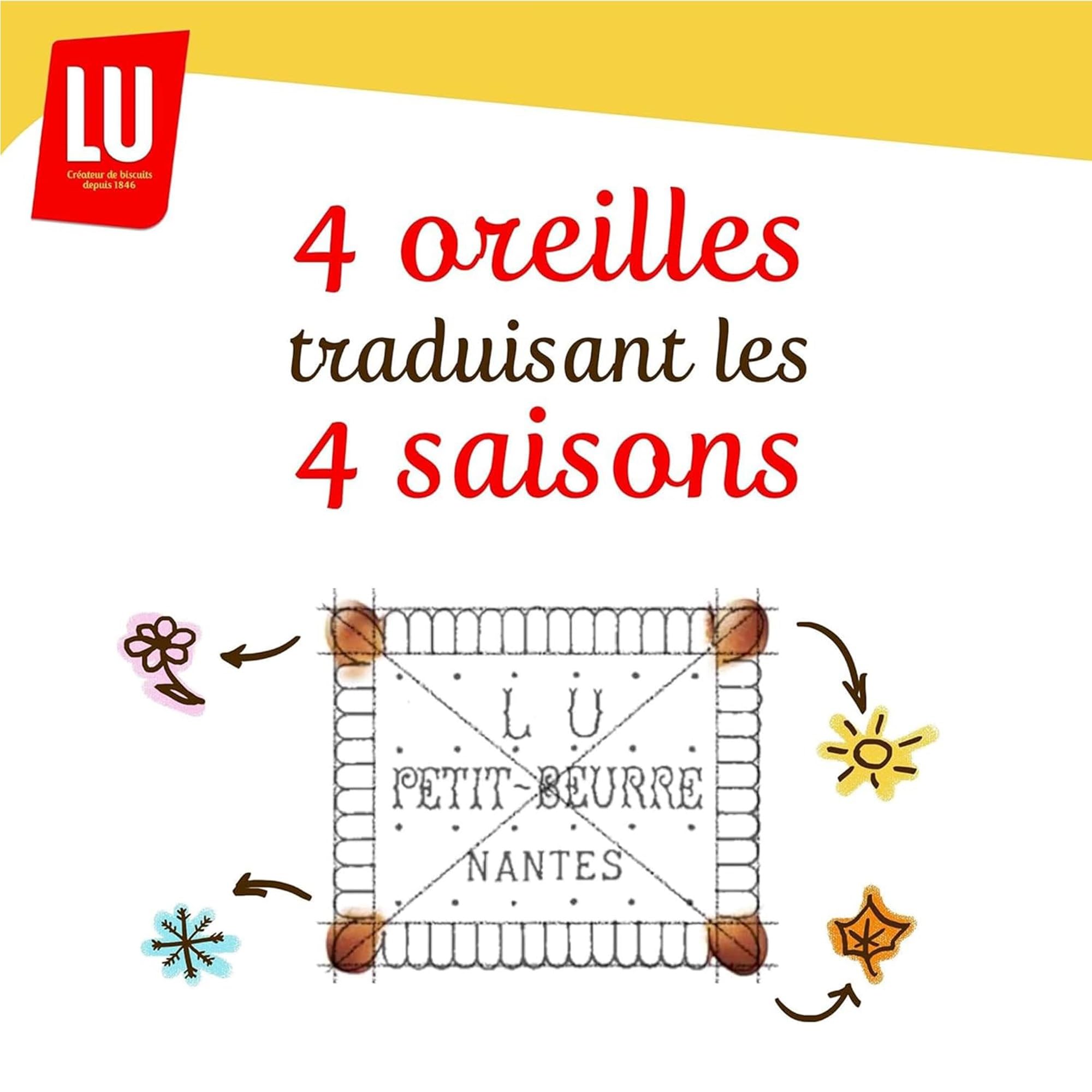 LU - Genuine Petit Beurre Pocket - 4 scatole da 12 sacchetti da 3 biscotti Petit Beurre - Set di biscotti in sacchetti singoli - Ideale per uno spuntino gourmet per bambini - Set di 4x300g