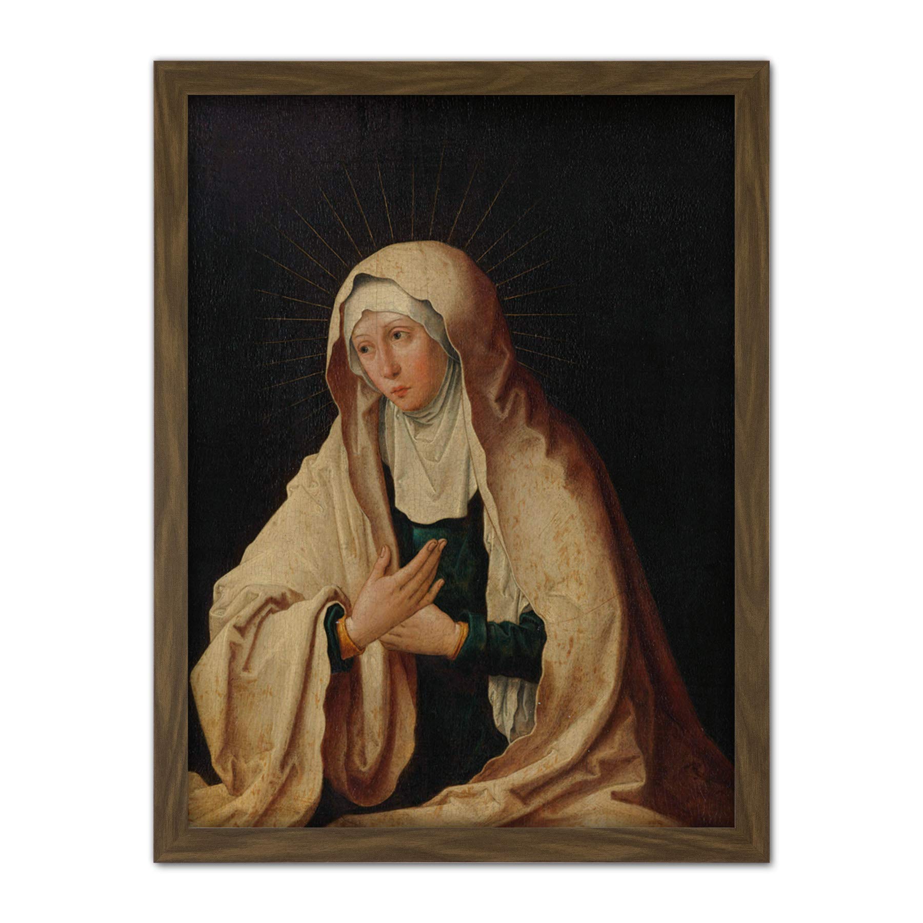 Artery8 Van Leyden Virgin Mary Painting Artwork Framed Wall Art Print 18X24 Inch