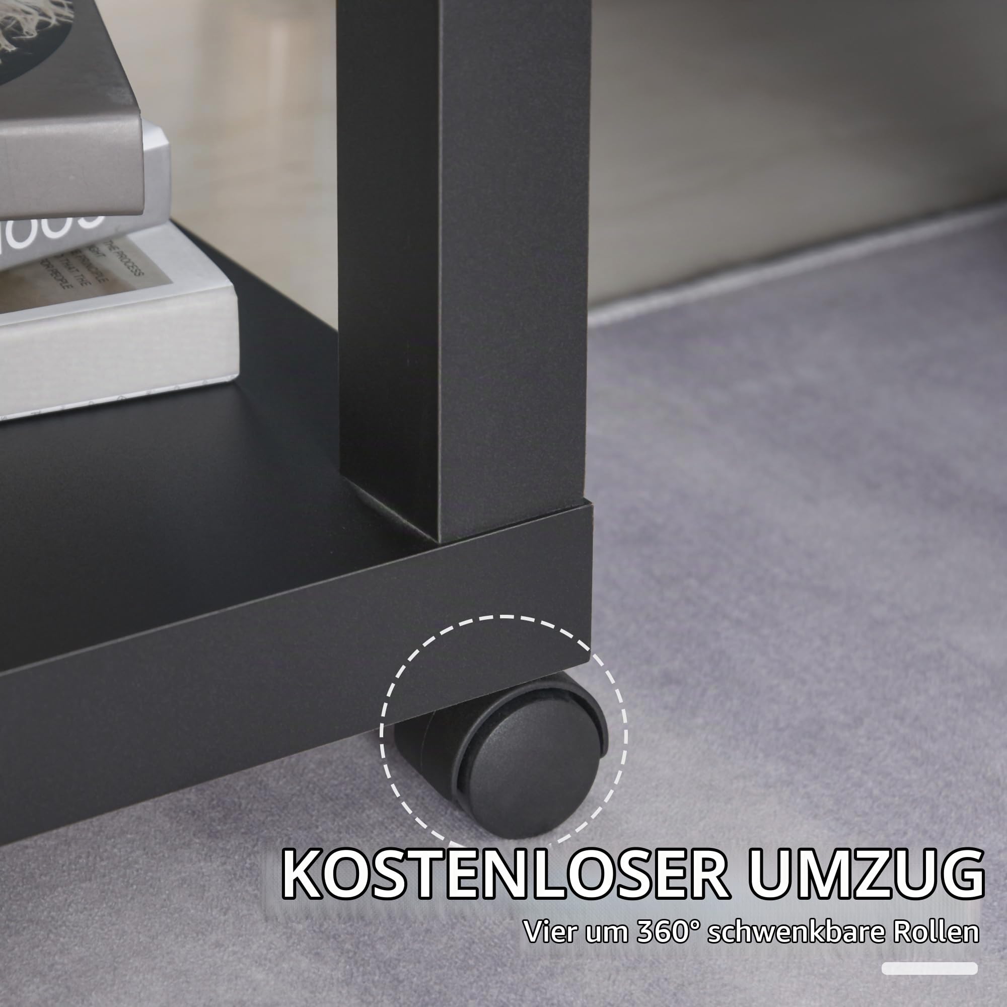 HOMCOM Rollbarer Couchtisch 40x40x40cm Schwarz