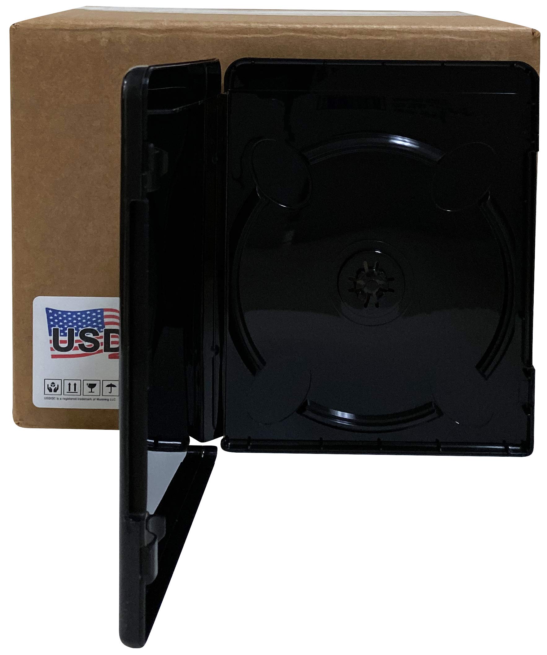 USDISC Blu-ray Cases Standard 14mm, Single 1 Disc, Glossy Black, Pack of 50