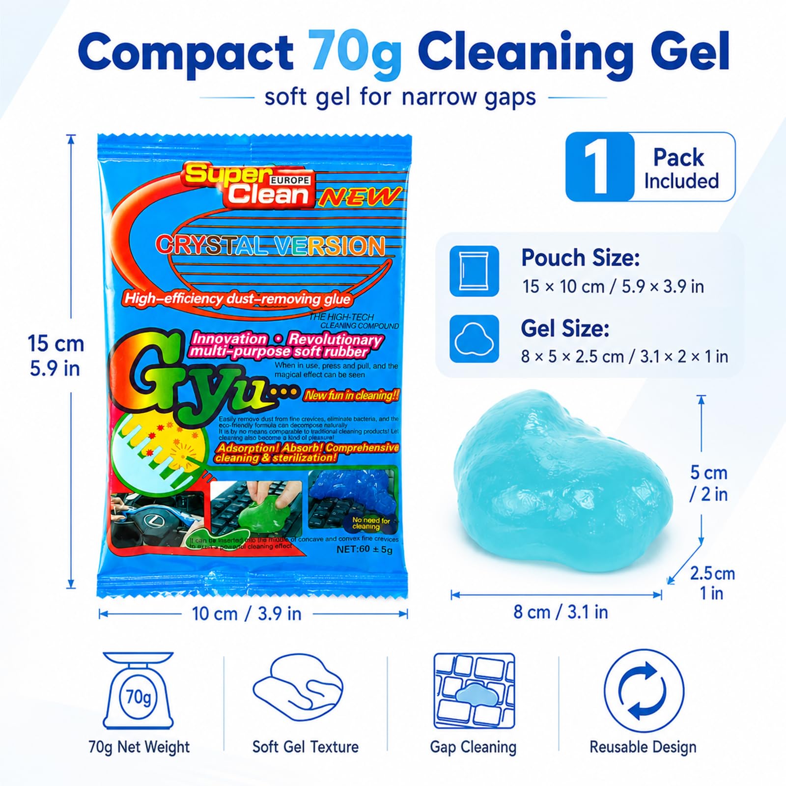 Gomma Pane per Pulire Tastiera e Auto – Kit Pulizia PC per Tastiera e Schermo, Pulisci PC Portatile, Pennello Polvere, Prodotto Rimozione, Gel Pulizia Universale