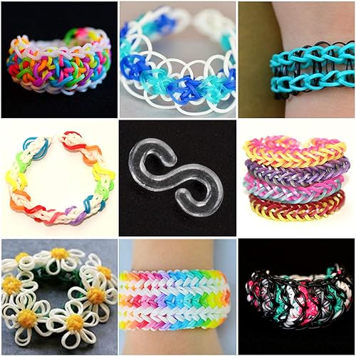 Miniatura 4 de OIIKI 1000 clips en forma de S, clips de banda de goma, kit de recambios de conectores de plástico para pulseras de telar de bricolaje, transparente