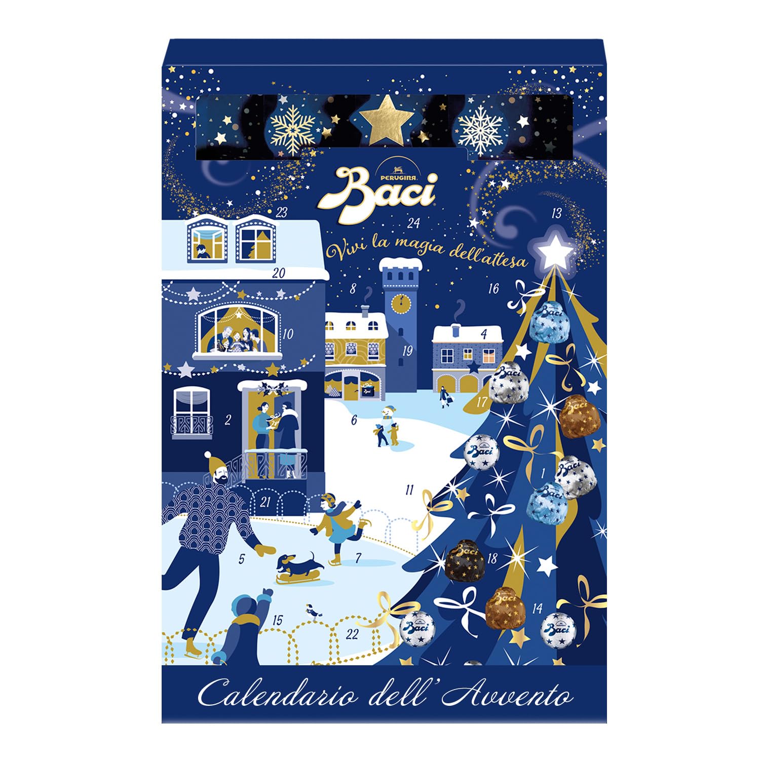 Baci Calendario de Adviento de Navidad, surtido de trufas de chocolate con avellana, sin gluten, 278 g (paquete de 1)