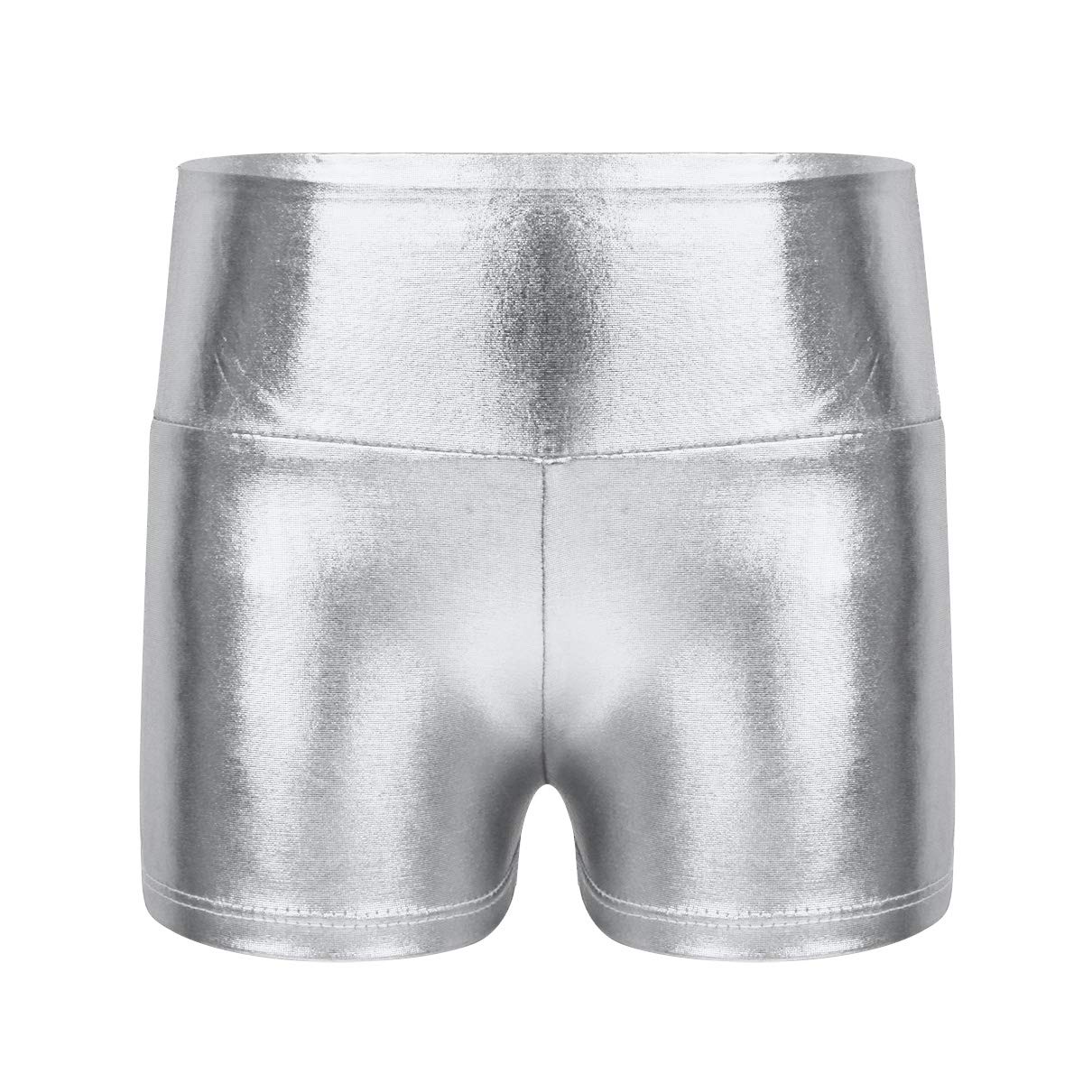 inhzoy Pantalones Cortos de Danza Yoga para Niña Shorts Deportivos de Gimnasia Fitness Charol Metálico Cintura Alta Ropa de Baile Moderno Hot Shorts
