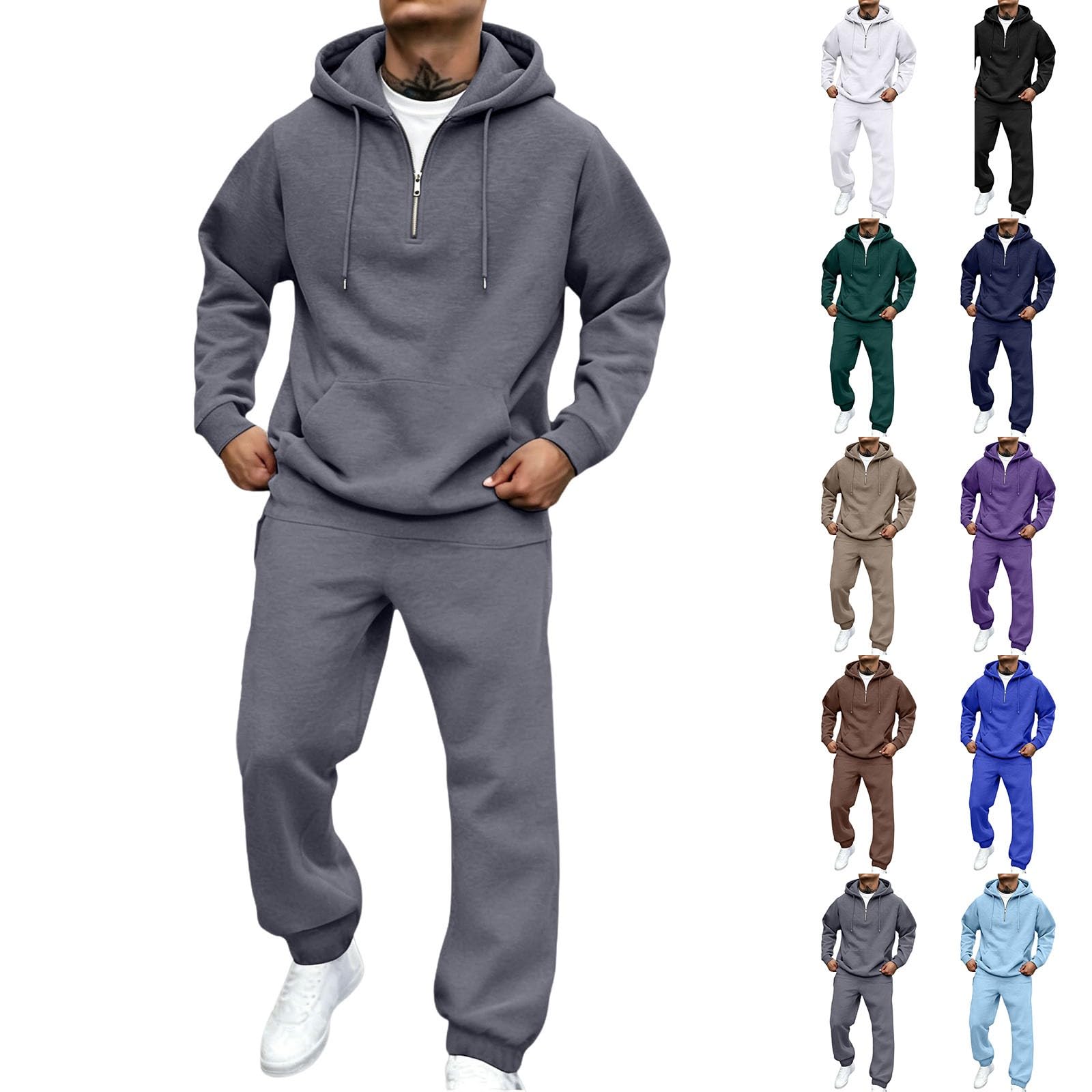 Tuta da uomo, 2 pezzi, felpa con cappuccio e felpa da jogging