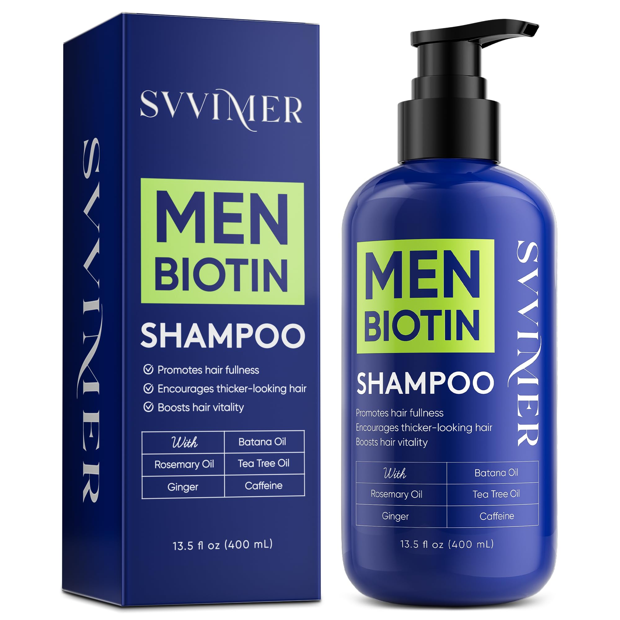 Svvimer Biotin Hair Growth Shampoo - Root Activator Thickening Shampoo for Men - With Rosemary Tea Tree Oil Caffeine For Hair Loss And Thinning Thickening - 13.5 Fl Oz 13.5 Fl Oz (Pack of 1)