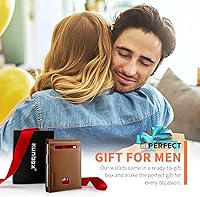 Vista 160 de RUNBOX - Carteras delgadas para hombre, cartera de piel con pinza para el dinero, cartera de bolsillo frontal con bloqueo RFID, tarjetero Negro