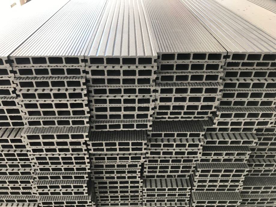WPC Terrassendielen Komplettbausatz Hohldiele 145x22 mm 6 x 2 m grau 2 qm Nutzlänge bis 2 m (180-200 cm)