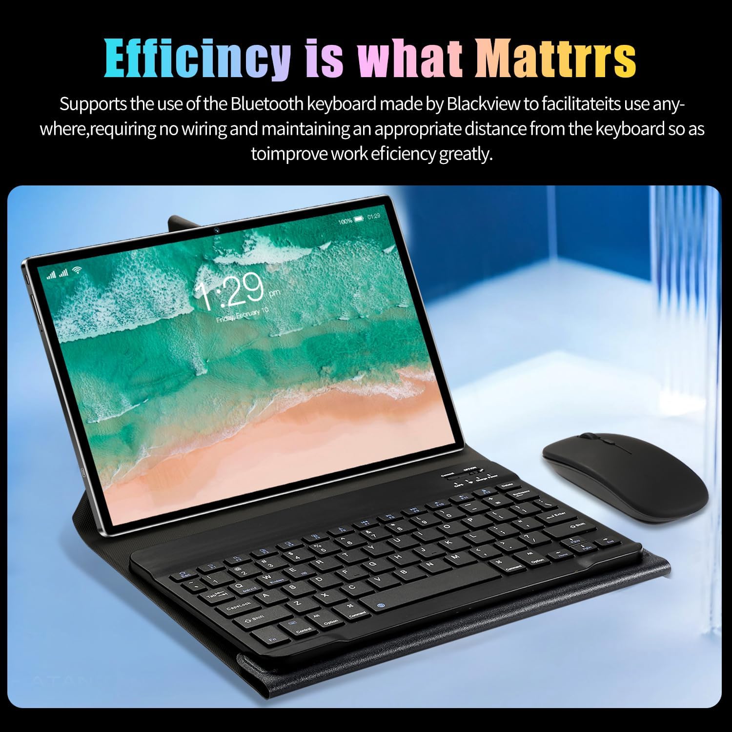 3 em 1 Tablet, com Capa/Teclado/Mouse, 10.1 Polegada, 1920×1200 Tela, 1920x1200 Tela Processador Octa-Core, 12GB RAM+512GB ROM, Câmera de 16MP + 32MP, Android 15, 10000mAh, Versão WiFi (branco)