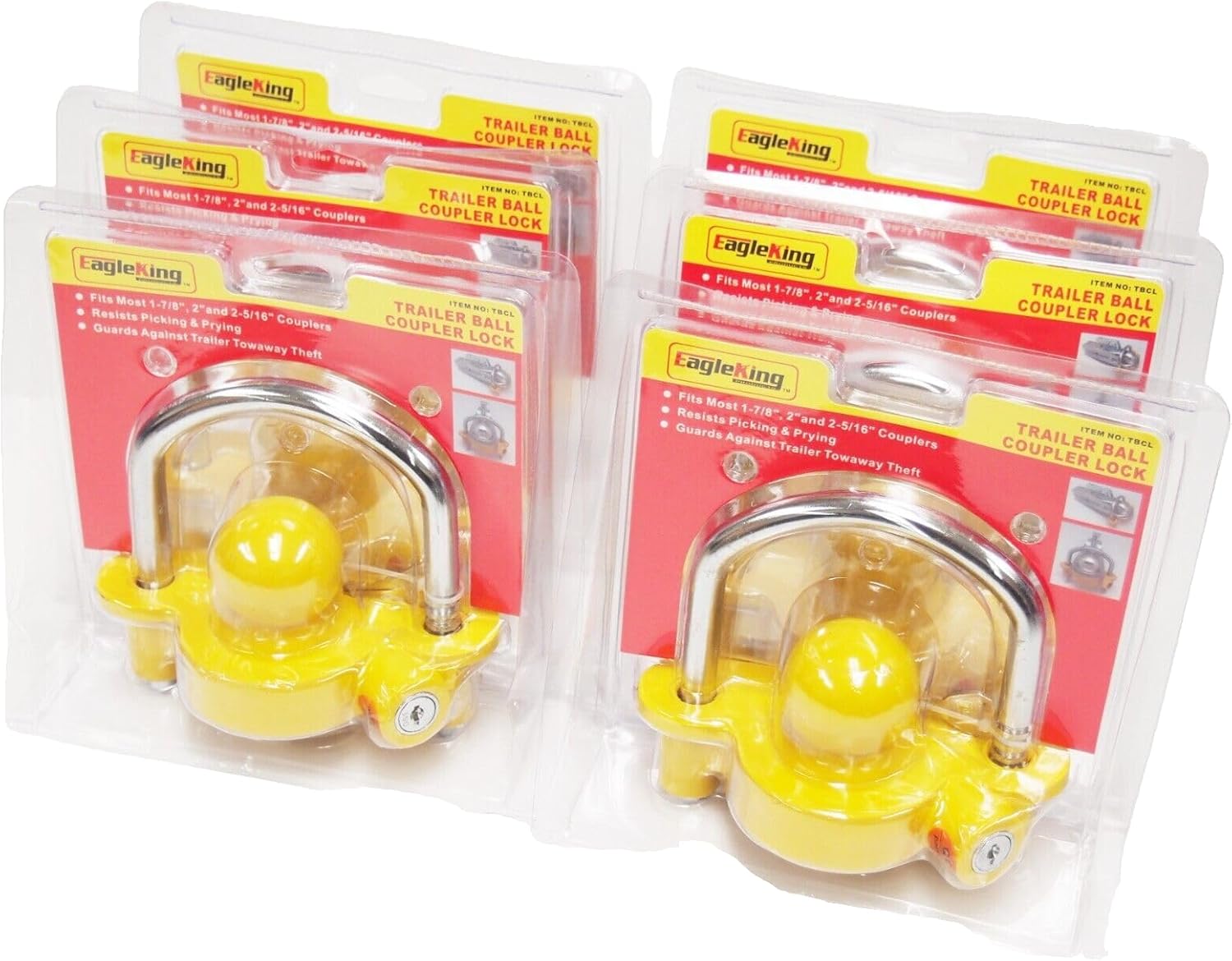 Lot of (6) keyed Alike Universal Tow Trailer Coupler Lock fits 1-7/8" 2" 2-5/16" TBCL-24PK