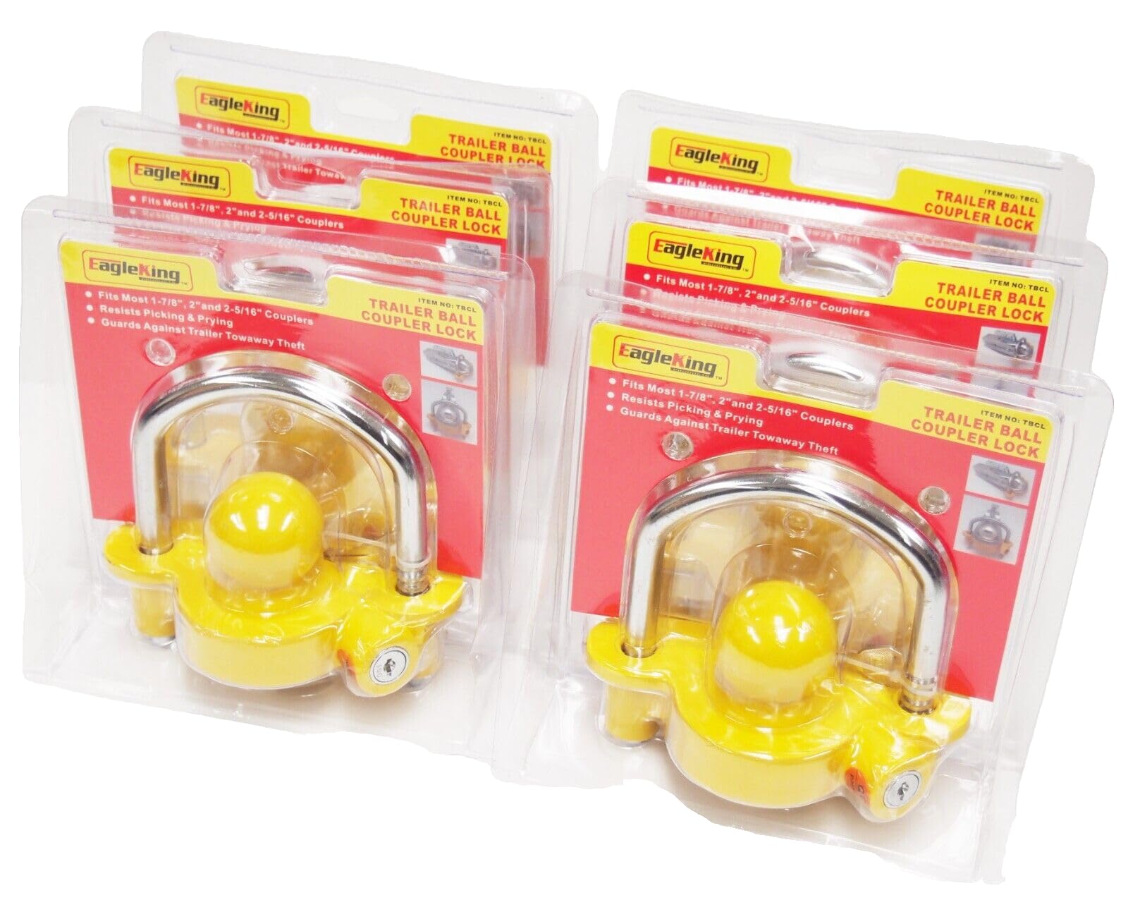 EAGLE KING PRODUCTSLot of (6) keyed Alike Universal Tow Trailer Coupler Lock fits 1-7/8" 2" 2-5/16" TBCL-24PK