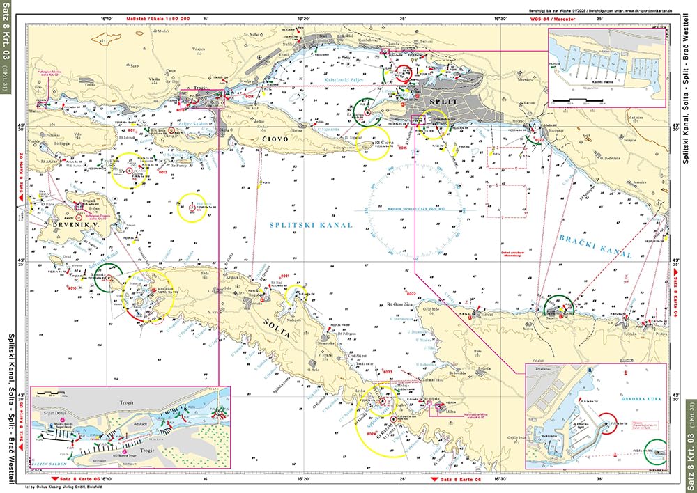 Sportbootkarten Satz 8: Adria 2 (Ausgabe 2025/2026): Zirje - Split - Dubrovnik - Bar