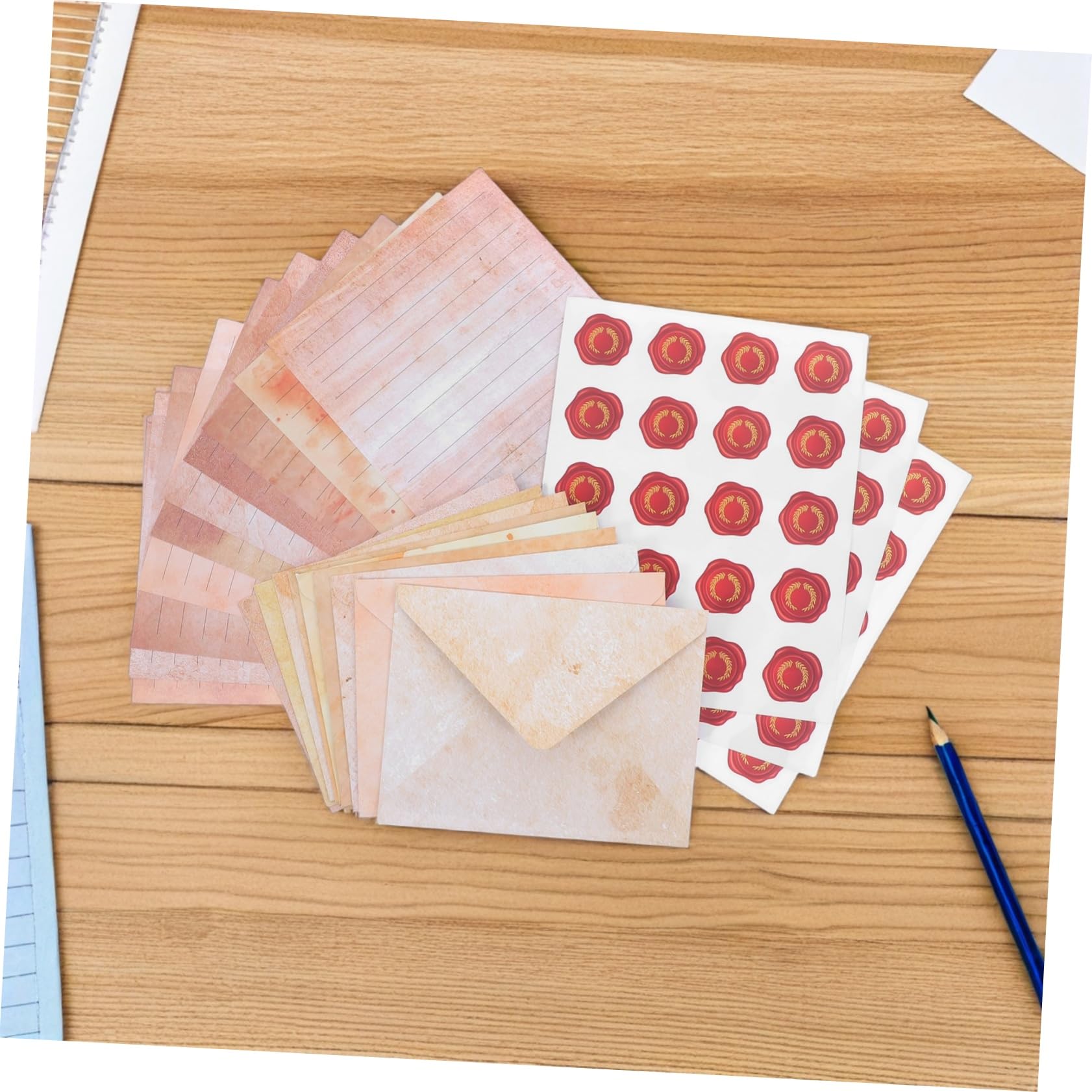 SHINEOFI 100juegos Membretes Vintage para Escribir Cartas y Sobres de Cartas Vintage con Pegatinas para Papelería y Papel de Escribir