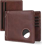 Swallowmall Airtag Wallet Mens Genuine Leather RFID Blocking Bifold Wallet with 13 Card Slots and 1 ID Window with Box (Airtag not Included) (Classic, Black)