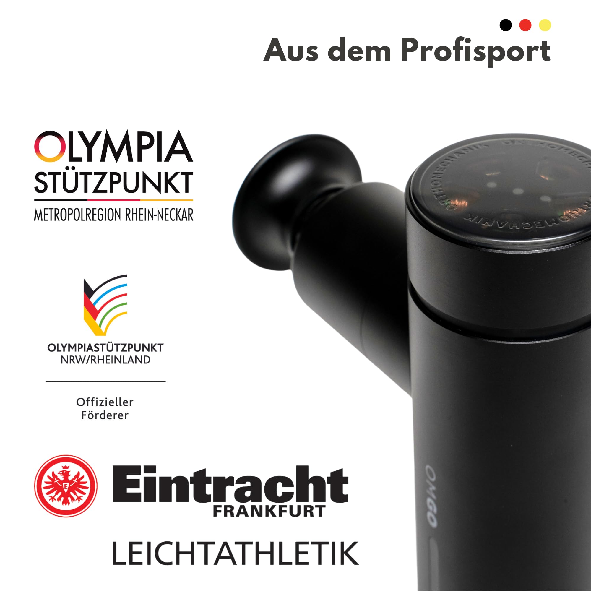 OrthoMechanik® Go 2.0 | Kompakte Massagepistole mit App-Expertenvideos, tragbar & leise I Für schnelle Regeneration & Schmerzlinderung