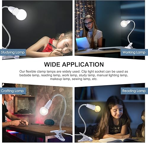 Miniatura 6 de Soporte de lámpara de clip luces de abrazadera de cuello de aluminio flexible enchufe de luz de abrazadera ajustable de 360 accesorio de luz de