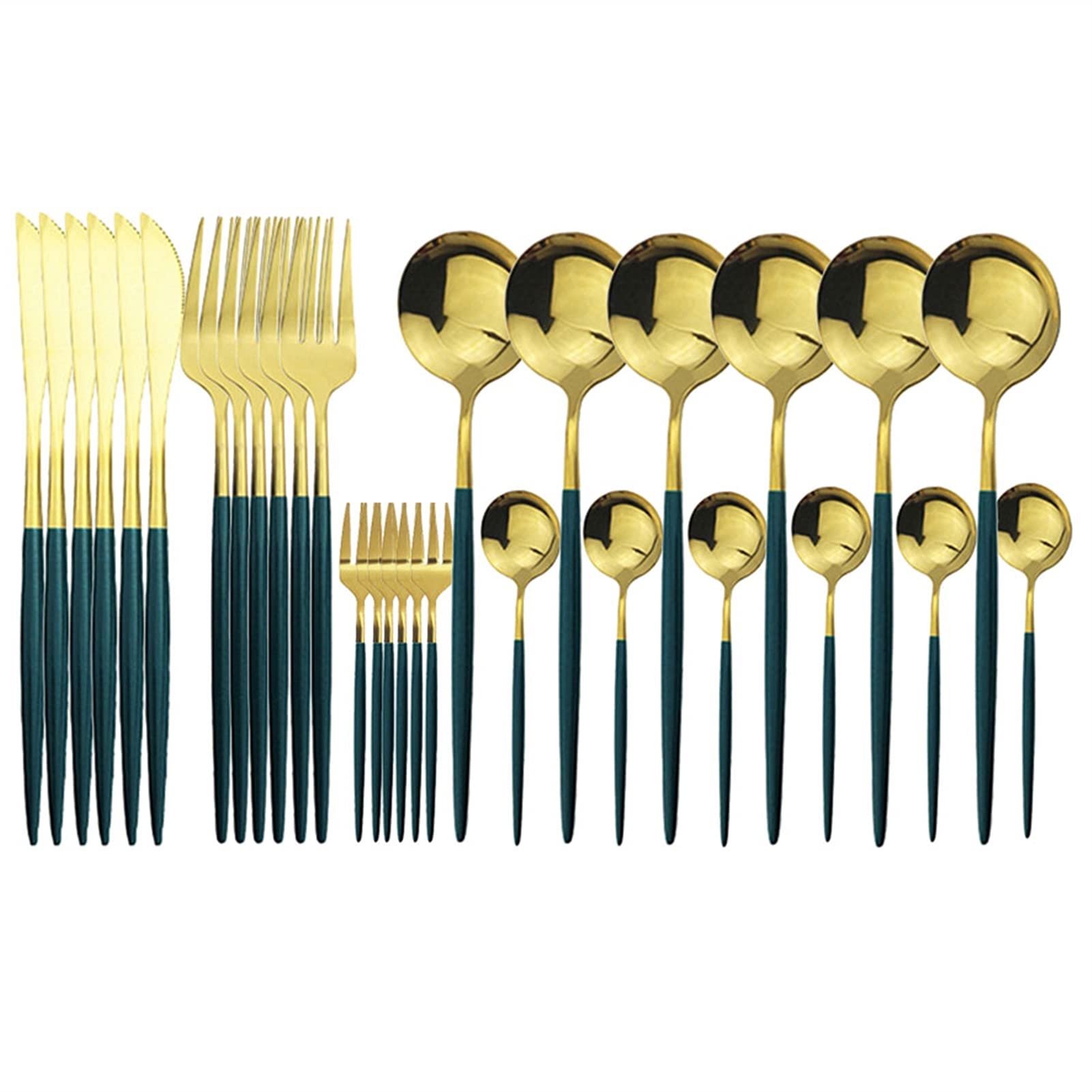 Jeu de vaisselle en acier inoxydable vert or pour cuisine et gâteau