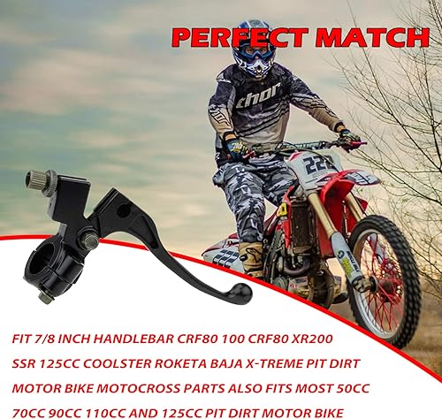 Miniatura 5 de Palanca izquierda de embrague de freno de 78 pulgadas, palanca de embrague plegable universal de motocicleta con percha para CRF XR 80 100 XR200 SSR