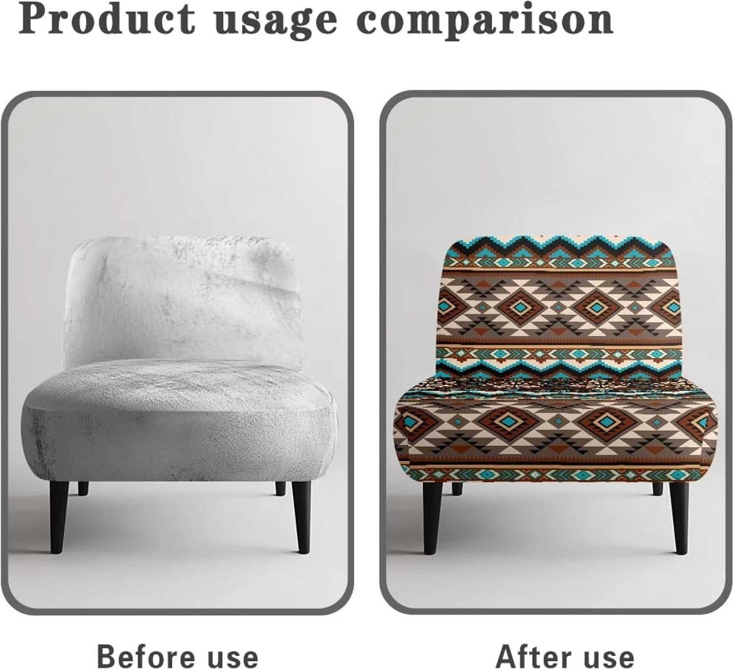 Armless Chair Covers Slipcover Aztec Brown Accent Chair Covers Washable Armless Chair Furniture Protector Covers for Living Room Hotel 1 Piece