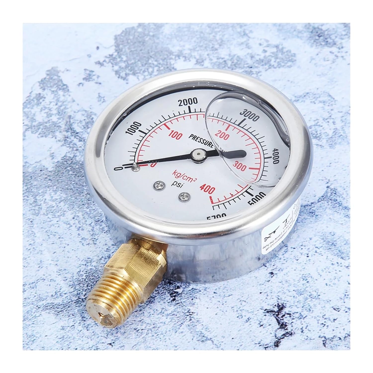Seismic Pressure Gauge Head Fuel Pressure Gauge 0‑5700 Liquid Filled Hydraulic