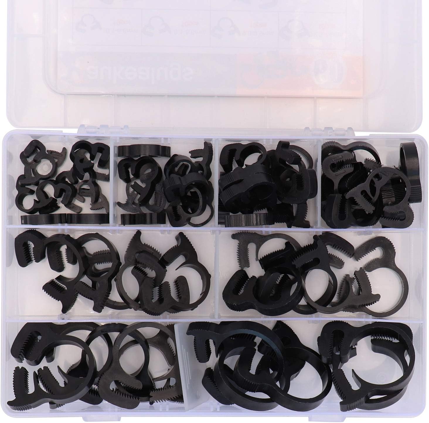 56-Pcs Heavy Duty Speedy Double Snap Grip Nylon plastic Hose Clamps assortments-1/4inch,5/16inch,1/2inch,5/8inch,1inch