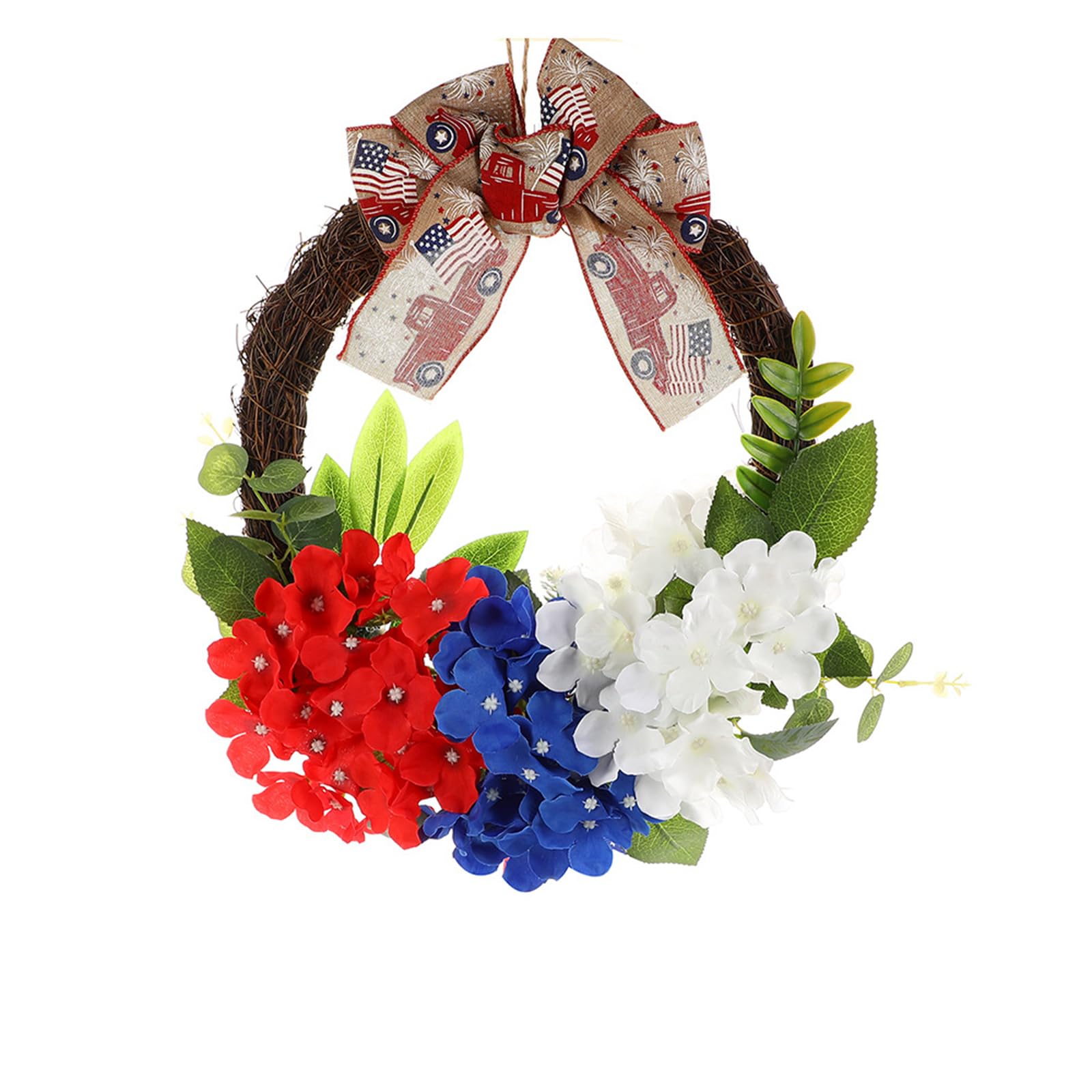 Buxuaaaa Patriotic Wreath Independence Day Wreath for Front Door Christmas Decorations, Artificial Flower Patriotic Party