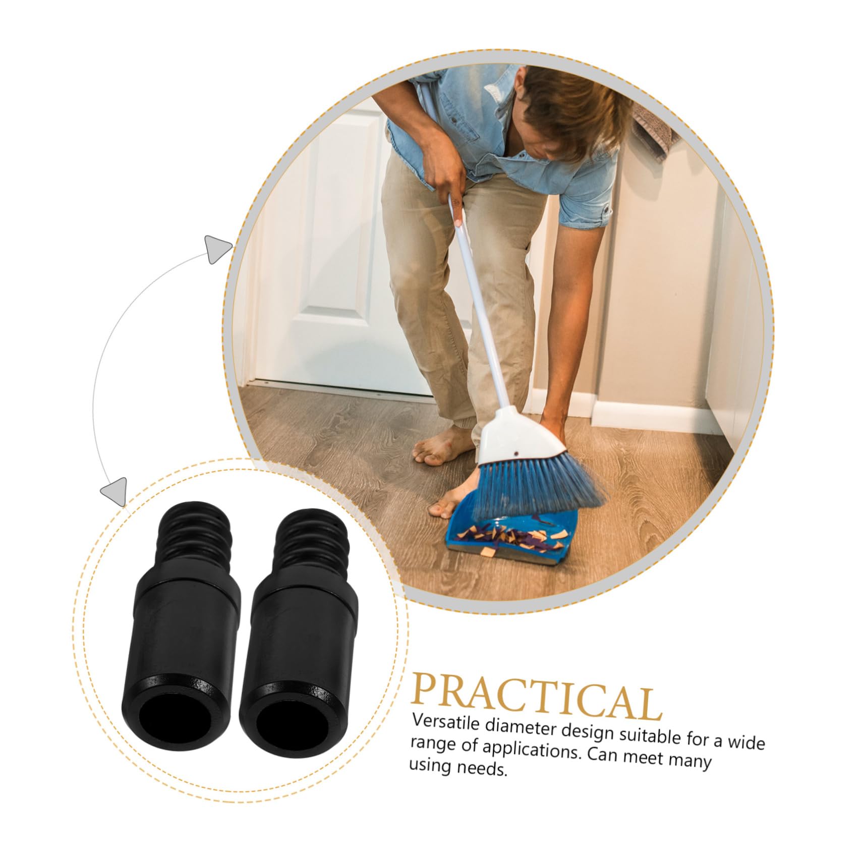 Cabilock 3sets Fiberglass Broom Threaded End Replacement Long Threaded Handle Tip for Poles Sturdy Plastic Pole Thick Adapter 2pcs*3