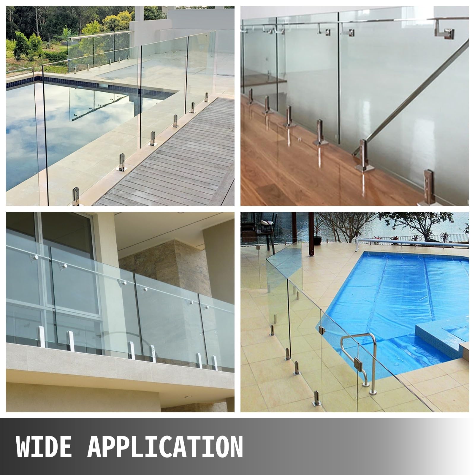 Zacisk szklany ze stali nierdzewnej dom ogród balkon szklane czopy słupek balustrada zacisk zaciskowy ogrodzeniowy Stabilna Paca(Silver Square 10pcs)