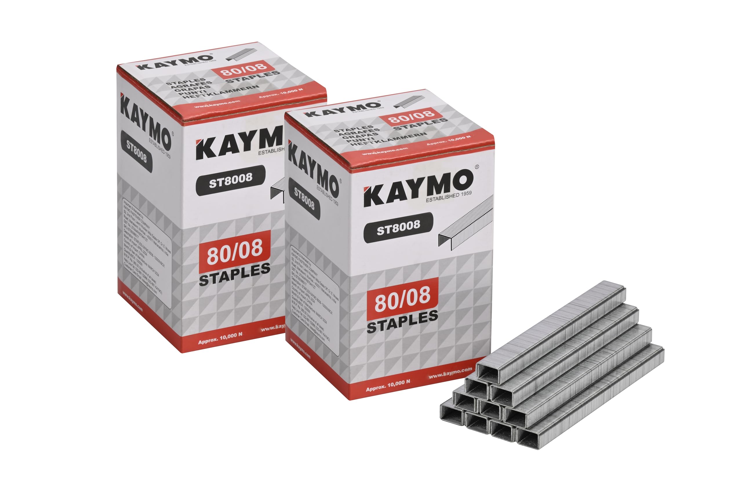 Kaymo ST8008 8mm 80 Series Industrial Staples 2-Pack (20,000 Pins) | Heavy-Duty Steel Fasteners for Furniture, Woodwork, Packaging & General Construction | Compatible with Kaymo 80 Series Staplers-image-8