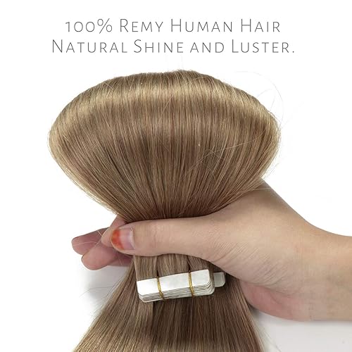 Miniatura 5 de Lacerhair Cinta Remy sin costuras de 22 pulgadas en extensiones de cabello humano, Balayage natural de cuero PU de la trama real de pelo humano ,