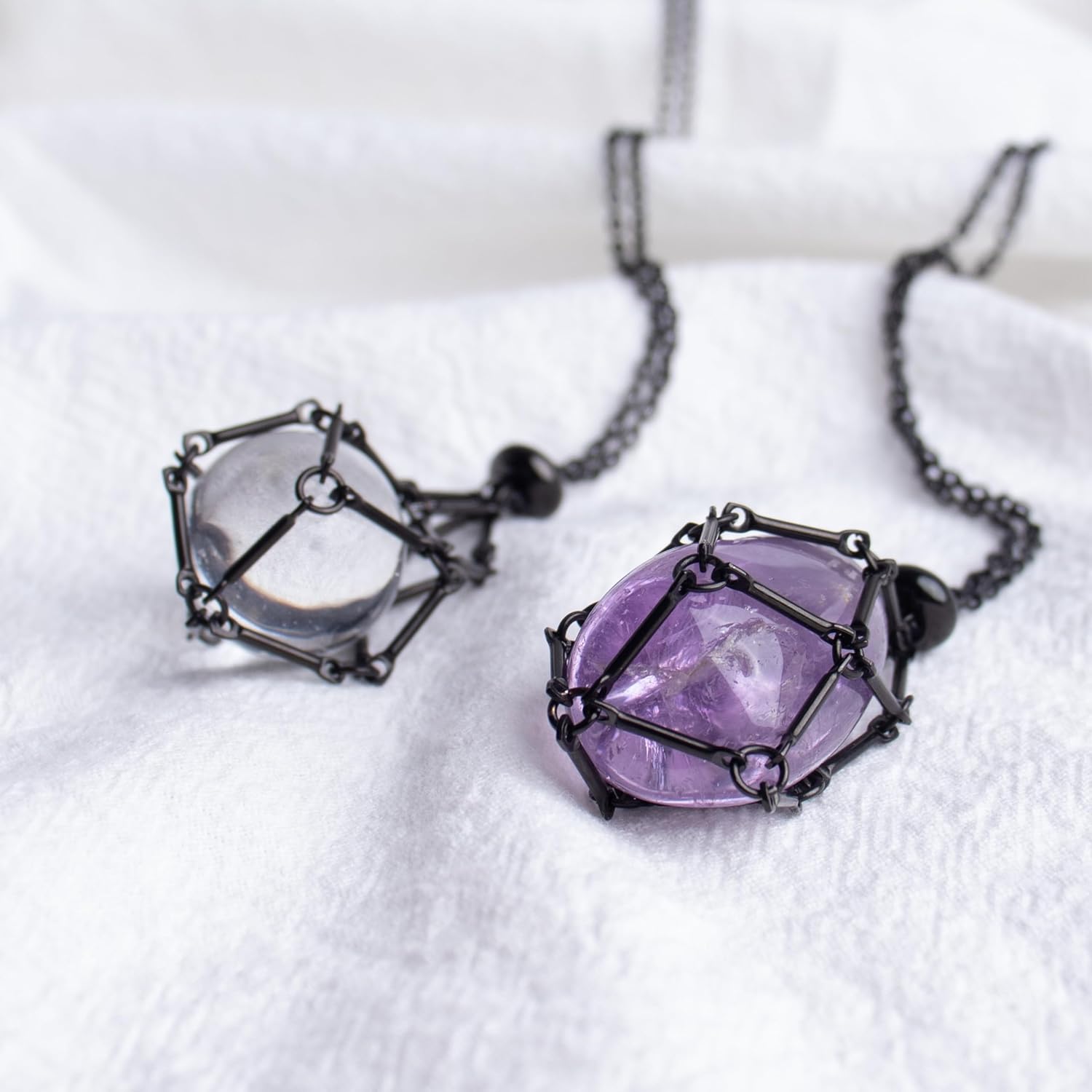 22Inch Interchangeable Crystal Holder Necklace Stainless Steel GemStones Cage Necklace Trendy Pendant Necklace for Women Men Necklace Holder for Healing Crystal - Image 5