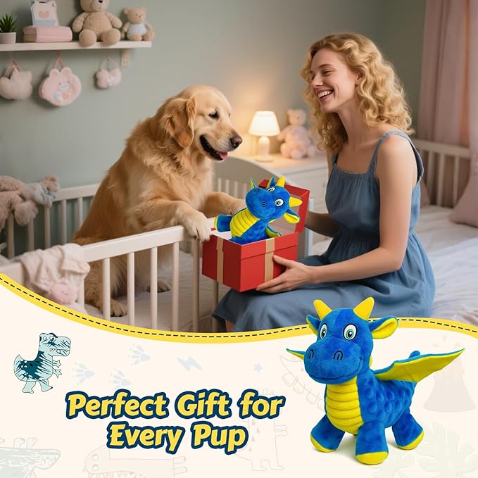 Juguete para Perros Dragón de Peluche con 5 Chirriadores y Papel Crujiente miniatura 6