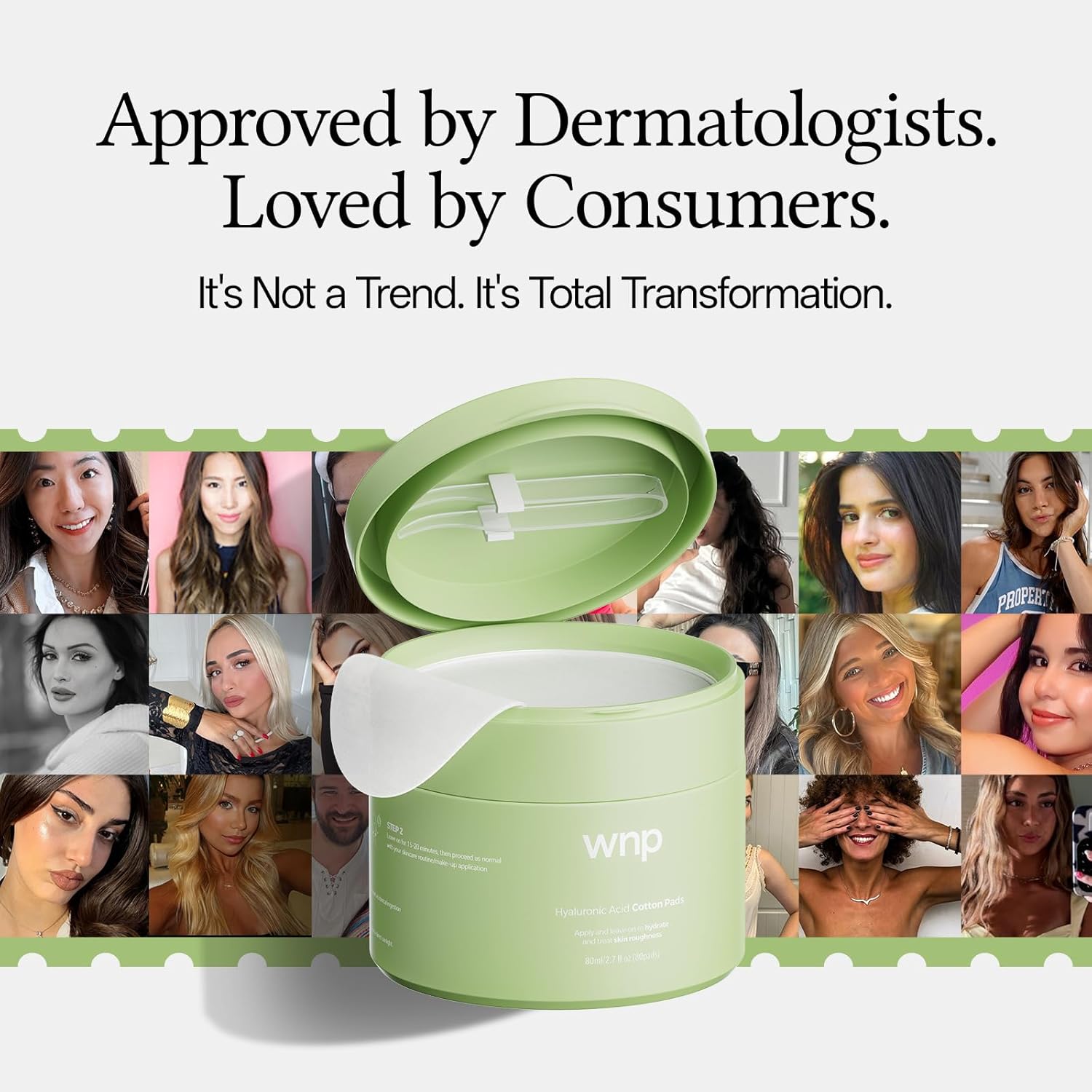 WNP Hyaluronic Acid Exfoliating Wet Pads with Salicylic Acid & Vitamins - Acne, Blackheads, Pores & Dark Spot Treatment - Resurfacing Facial Toner Pads for Radiant Skin - 80pcs - Image 5