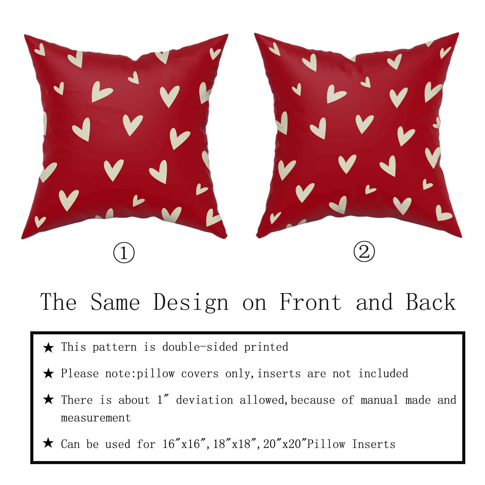WOKANI Set di 2 federe per cuscini per San Valentino, 45 x