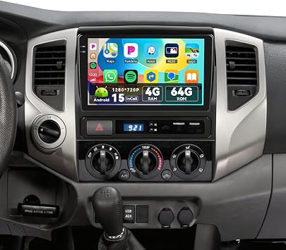 4G+64G for Toyota Tacoma 2005-2015 Android 15 Car Radio, Carplay Android Auto 9 Inch Touch Screen, Bluetooth FM RDS/WiFi/GPS Navigation/SWC+AHD Backup Camera