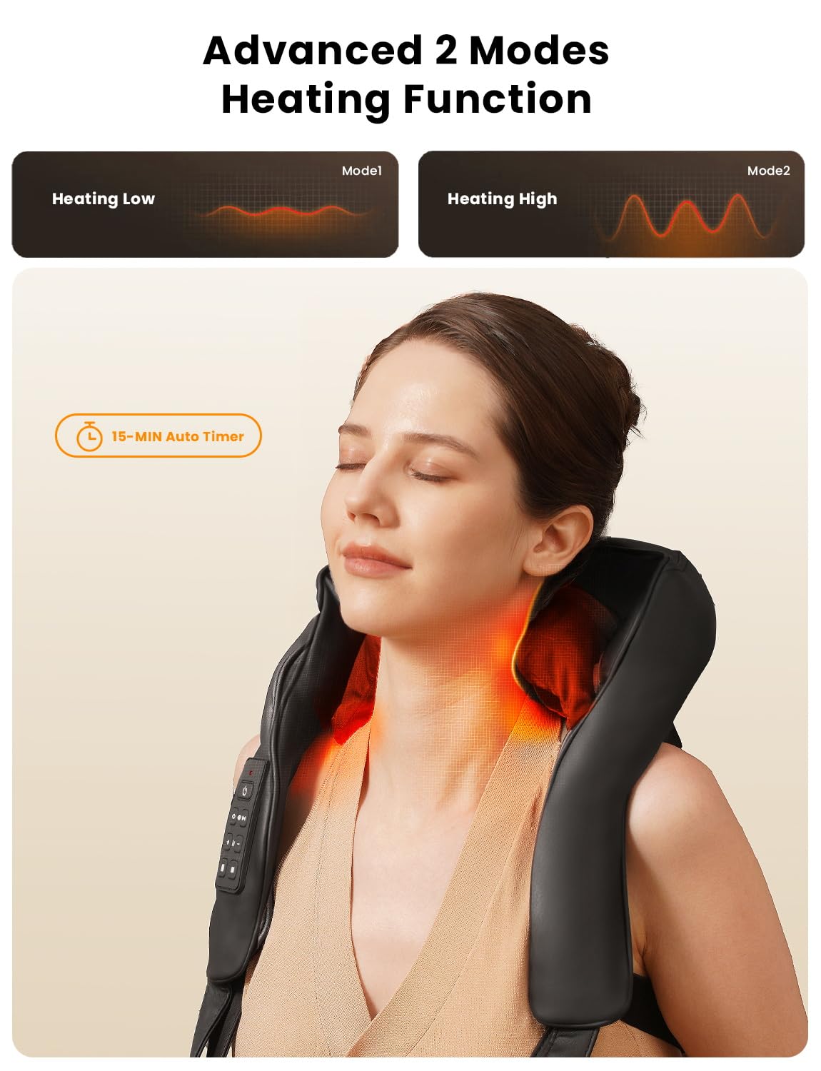 Masajeador inalámbrico de cuello y espalda con calor, ancho ajustable, masaje eléctrico de tejido profundo 4D, almohada de masaje Shiatsu para aliviar el dolor muscular corporal, regalos para mamá y