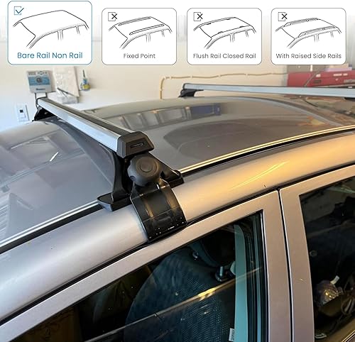 Miniatura 2 de Barras transversales universales para techo, barras transversales de aluminio de 48 pulgadas para vehículos sin rieles laterales, portaequipajes de