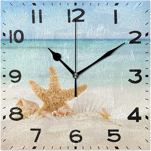 Miniatura 7 de Naanle Reloj de pared cuadrado con estampado de mapa del viejo mundo, 8 pulgadas, funciona con pilas, reloj de escritorio analógico silencioso para