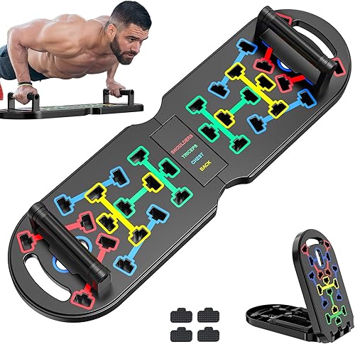Portable Home Gym Workout Equipment, Push Up Board, Pilates Bar & Fitness Accessories with Resistance Bands for Upper Body Strength Training Full