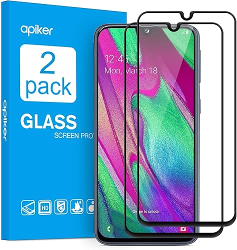 apiker 2 Pezzi Compatibile con Samsung Galaxy A40 Vetro Temperato Pellicola Protettiva Copertura Completa -Durezza 9H  Bordi Arrotondati 2 5D Anti-Impronte Digitali Graffi Nessuna Bolla