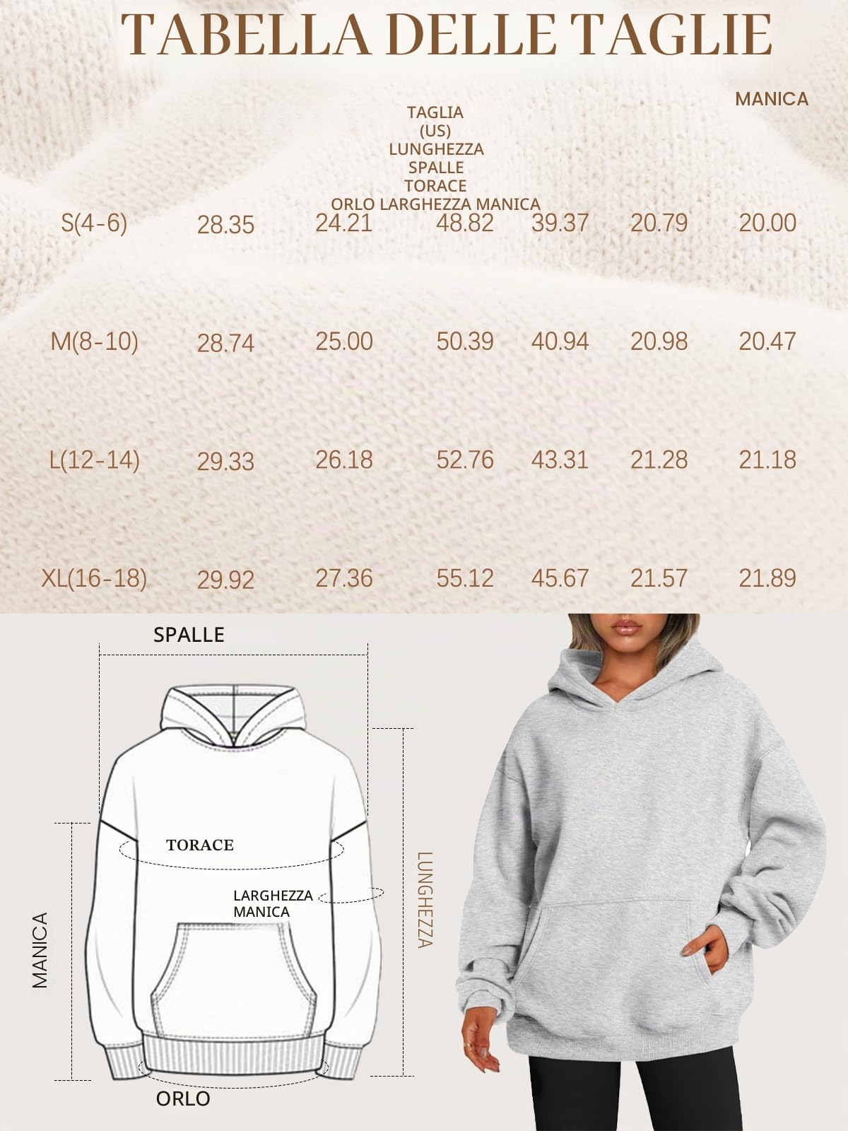 EFAN, Maglione da Donna con Cappuccio, Maglione Oversize in Pile, Maniche Lunghe, Inverno, Autunno, Abbigliamento alla Moda, Y2k | Accogliente felpa con cappuccio alla moda con tasche per autunno e inverno