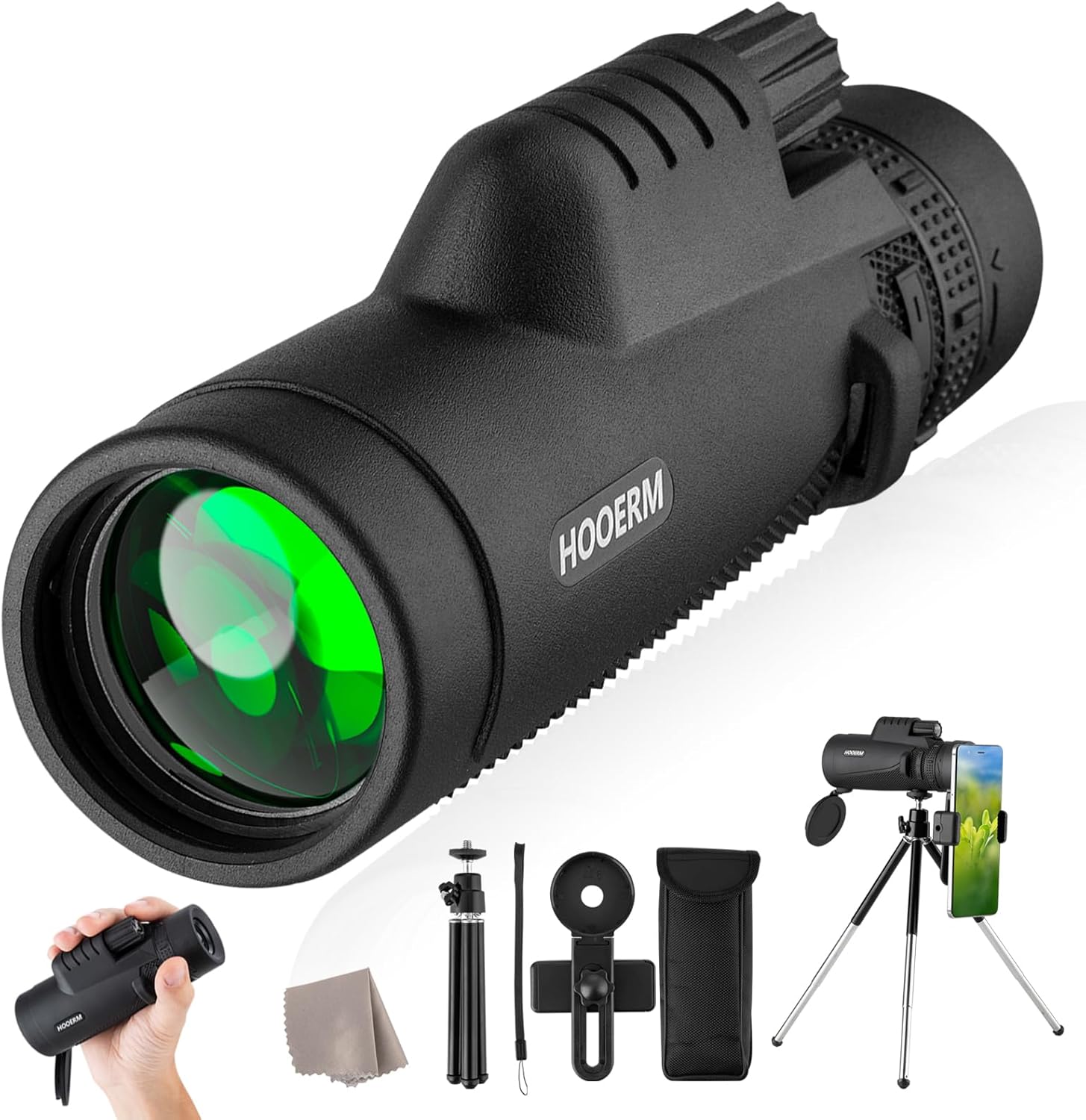 Monocular Telescope 12x50 High Power for Smartphone with Tripod, HD Monocular Lightweight BAK-4 Prism Monoculars for Adults Hiking Hunting Stargazing Bird Watching Camping Travel