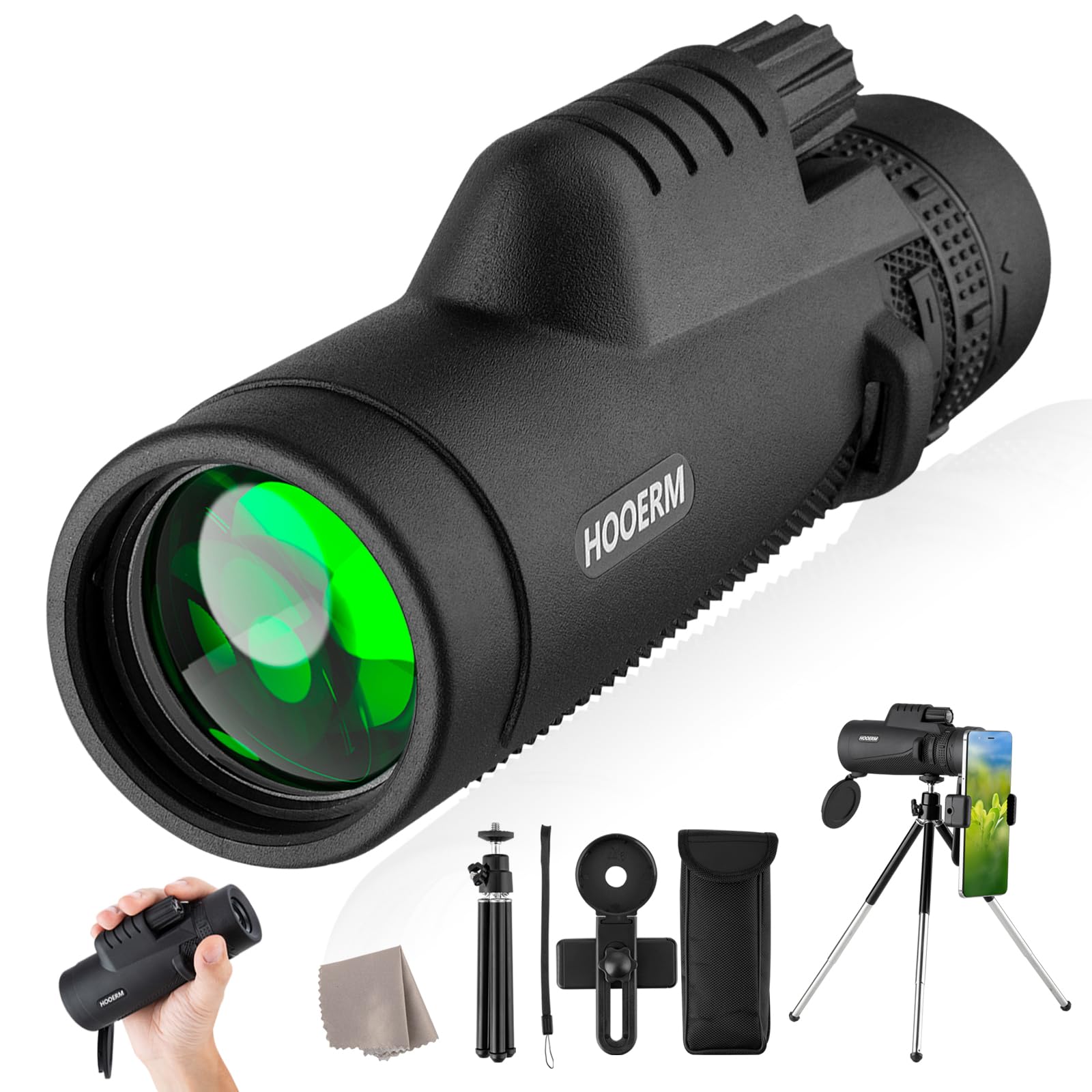 Monocular Telescope 12x50 High Power for Smartphone with Tripod, HD Monocular Lightweight BAK-4 Prism Monoculars for Adults Hiking Hunting Stargazing