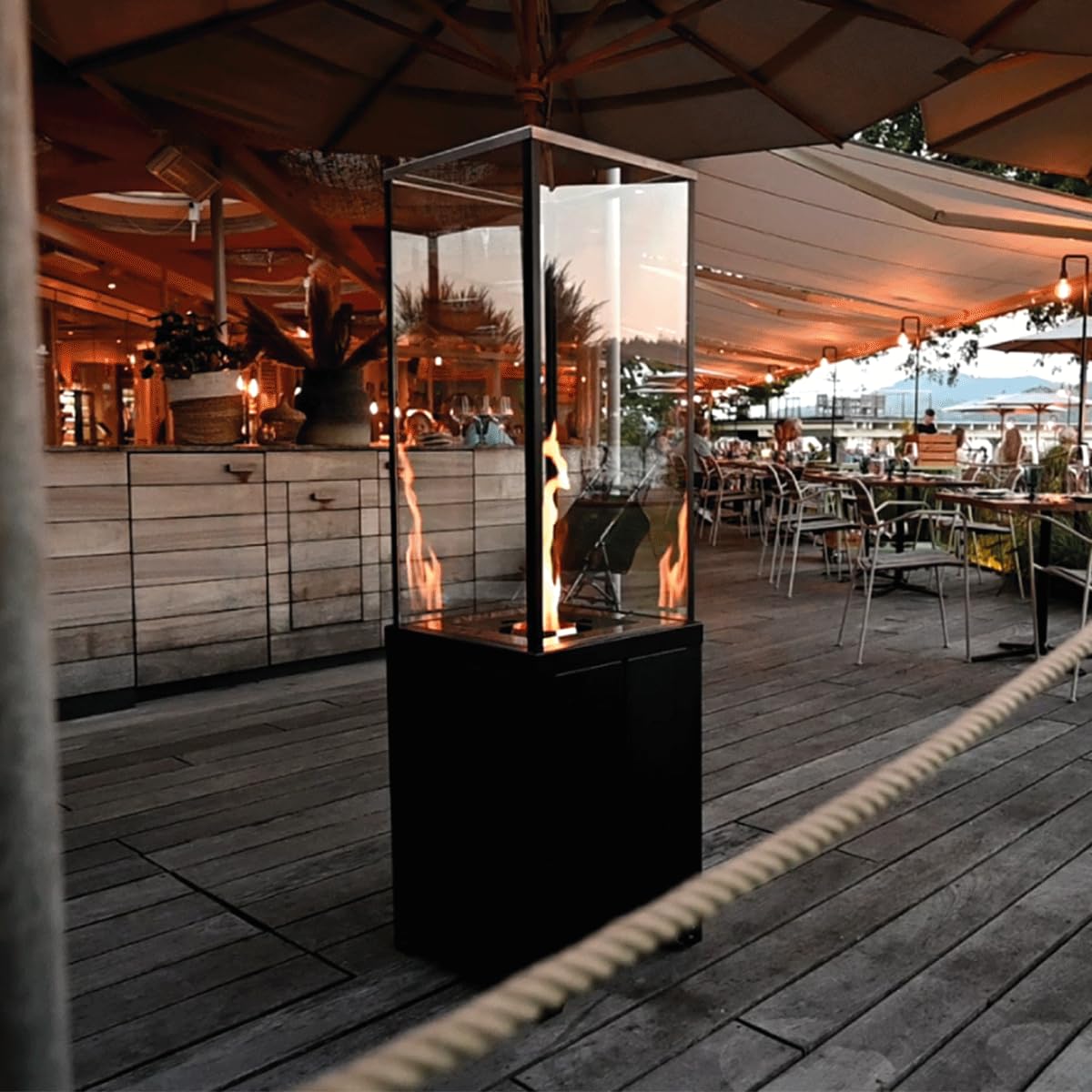 Burner Set stufa da terrazza – Stufa per esterni senza fumo con pellet di legno – con vetro di sicurezza – Made in Austria