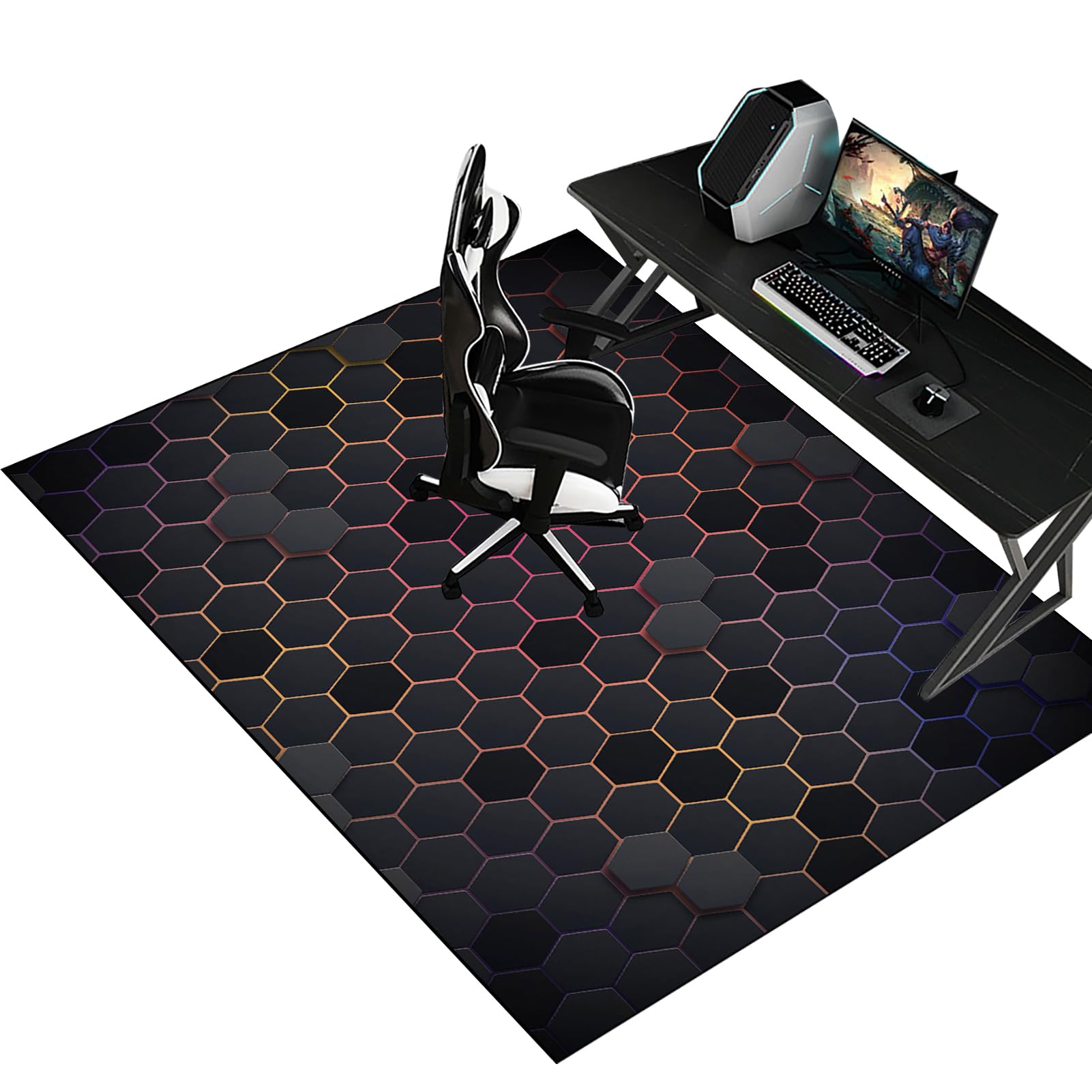 Fzamudng Office Chair Mat for Hardwood Floor, Desk Chair Mat for Carpeted Floors, 100 x 120 cm Office Floor Protector Mat for Desk Chair Easy Glide, Computer Chair Mat for Wood and Tile Floors