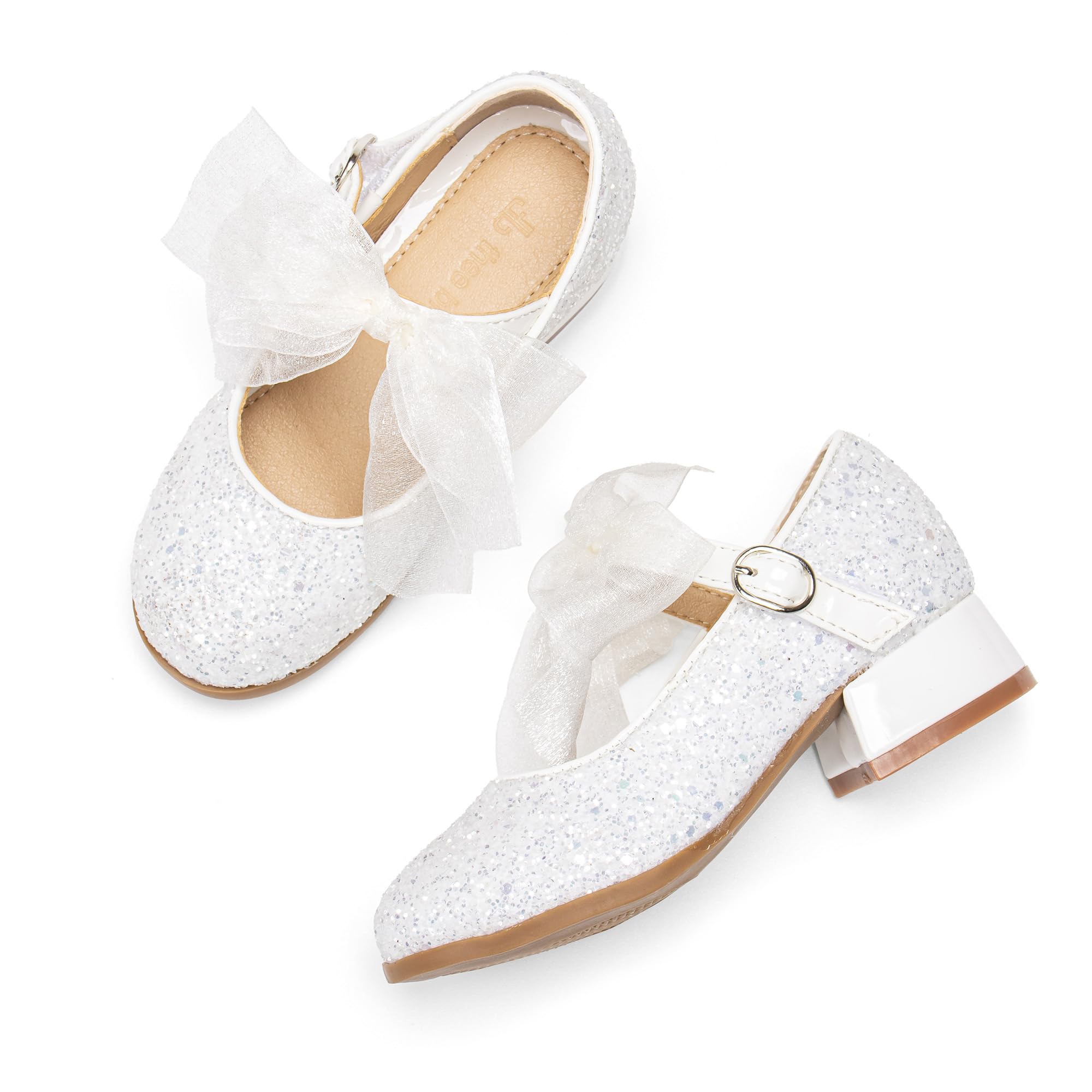THEE BRON Girls Low Heel Dress Shoes Mary Jane Party Wedding Flower Girl Pumps