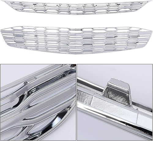 Miniatura 6 de KUAFU Moldura de rejilla delantera compatible con Chevy Chevrolet Malibu 2016-2018, cubiertas de parrilla cromadas, 2 unidades