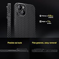 Vista 3 de memumi Funda de fibra de carbono para iPhone 15 Plus, resistente y duradera de 0.020 in, ajuste delgado, para iPhone 15 Plus, fibra de aramida real