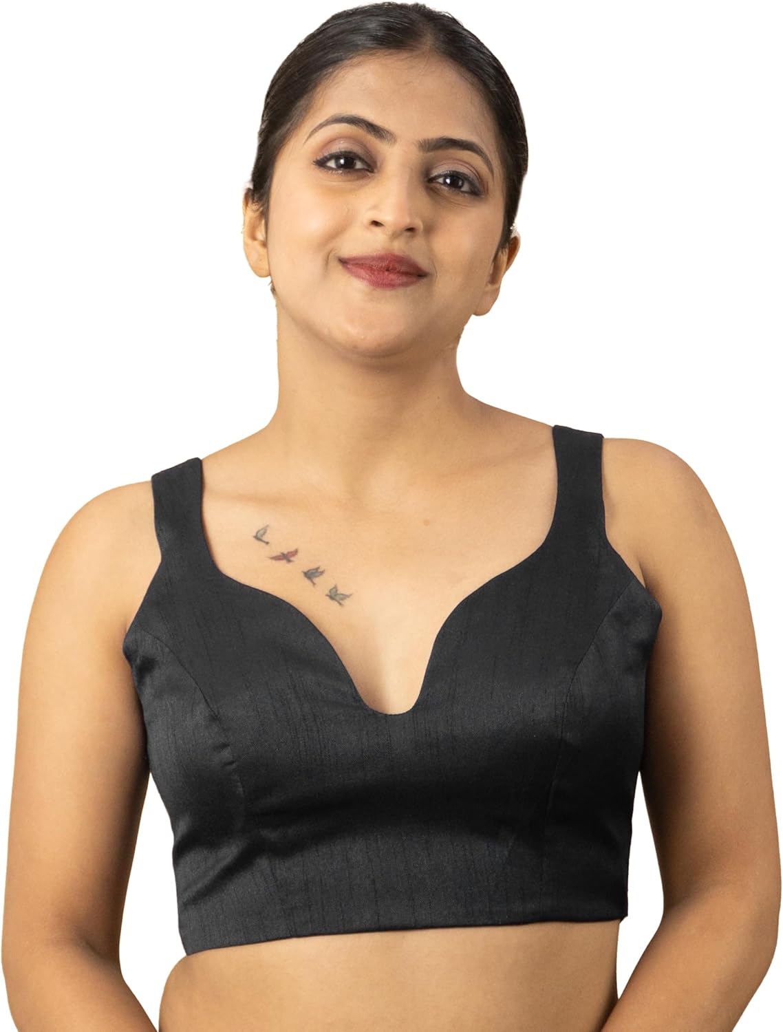 FIGURE'S DESIGNER Women's Dupion Silk Sweetheart Neck Sleeveless Readymade Saree Blouse S1